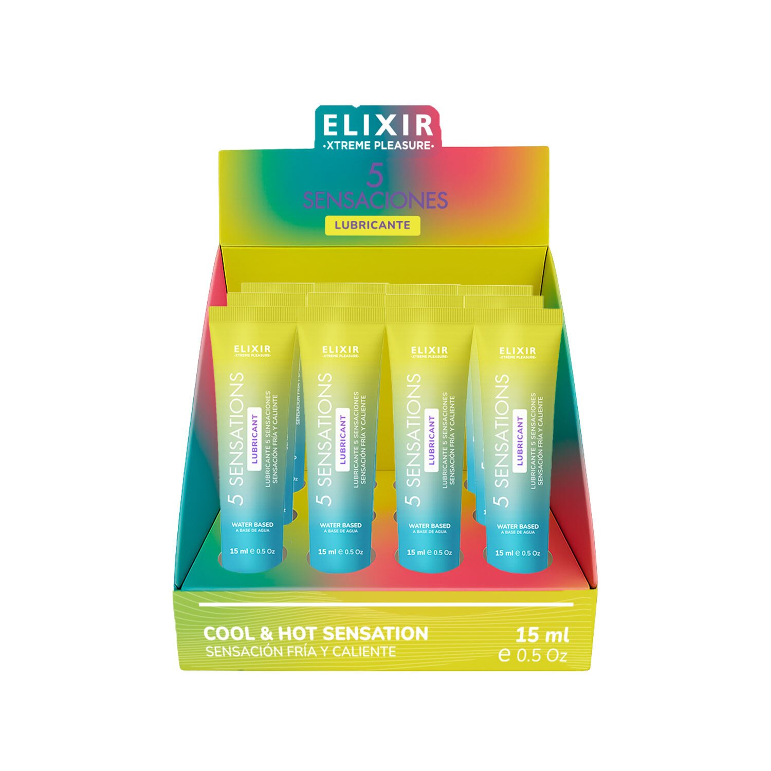 Lubricante 5 Sensaciones Elixir · Caja x 12 sachets de 15 ml